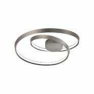 Plafonnier LED rond 55 W en métal gris brossé, Ø60 cm, température de couleur réglable, design moderne pour intérieur - Perenz - gris 6617 BR CT