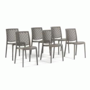 RATTATAN Set 6 Chaises en polypropylène avec fibre de verre empilables pour extérieur et jardin, bar et restaurant, cuisine moderne - ASTRID - Tourt RATTATAN Set 6 Chaises en polypropylène avec fibre de verre empilables pour extérieur et jardin, bar et restaurant, cuisine moderne - ASTRID - Tourt