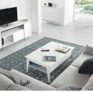 TABLE BASSE RELEVABLE BLANC MAT  BRIGHTON AVEC PIÉTEMENT BLANC 110X70CM