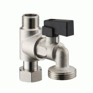 Té de repiquage avec robinet de machine laver 1/4 de tour, mâle/femelle 12x17mm Té de repiquage avec robinet de machine laver 1/4 de tour, mâle/femelle 12x17mm