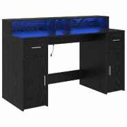 VidaXL Bureau avec porte Chêne noir 140 x 55 x 91 cm Bois d'ingénierie Modèle Titan Panorama Prime - 3365612