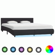 VidaXL Cadre de lit avec LED sans matelas noir 160x200 cm Modèle Perlissex - 285484