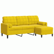 VidaXL Canapé à 3 places avec repose-pieds jaune 180 cm velours Modèle Gatsby - 3278273