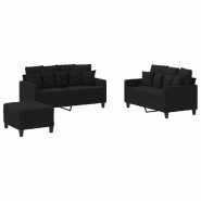 VidaXL Ensemble de canapés 3 pcs avec coussins Noir Tissu Modèle AbriÉté 47 - 3201660