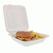 Boîte lunch box biodégradable 22.9x22.9+4.48cm - par 50