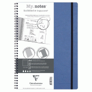 Clairefontaine Lot de 5 Cahier Age Bag My.Notes A4, 120p./60 feuilles marge détachable 90 g/m² reliure intégrale, couv. Coloris bleu, dot grid - 33