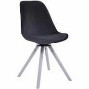 CLP Chaise de salle à manger Troyes Pivotant en velours avec piétement rond Blanc/Noir - noir textile 312203 CLP Chaise de salle à manger Troyes Pivotant en velours avec piétement rond Blanc/Noir - noir textile 312203