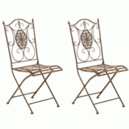 CLP Lot de 2 chaises de jardin pliables Sibell en fer Marron antique - marron métal 320677 CLP Lot de 2 chaises de jardin pliables Sibell en fer Marron antique - marron métal 320677