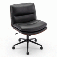 COSTWAY Chaise de Tailleur avec Roues, Rembourrée Sans Accoudoirs, Pivotante, Noire - noir métal ON33379PW