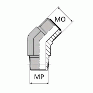 Coudes mâle ORFS x mâle NPT 45° - 3/4' , 26.56 , 1"3/16' , 30.16