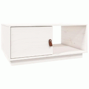 Décoshop26 - Table basse avec compartiment de rangement design moderne et contemporaine 80 x 50 x 35,5 cm bois massif de pin blanc DEC037952 - blanc