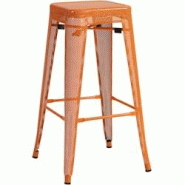 Décoshop26 - Tabouret de bar avec repose-pieds design industriel empilable en métal perforé orange 10_0004870 - 3000252336800 Décoshop26 - Tabouret de bar avec repose-pieds design industriel empilable en métal perforé orange 10_0004870 - 3000252336800