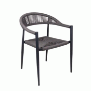 Emh Fauteuil professionnel Roppy empilable – aluminium gris anthracite et cordage marron – design moderne – usage chr intérieur/extérieur - gr