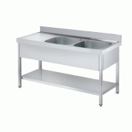 Gasfrit - Evier industriel inox 2 cuves 1 égouttoir 1800 x 600 x 850 - inox 2382023