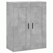 Helloshop26 - Armoire murale rangement flottante 69,5 x 34 x 90 cm fonctionnelle moderne en bois d'ingénierie gris béton 02_0048927 - gris aluminium