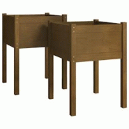 Helloshop26 - Jardinière bac lit surélevé plantes fleurs jardin terrasses lot de 2 50 x 50 x 70 cm bois de pin massif marron 02_0038996 - 300021802 Helloshop26 - Jardinière bac lit surélevé plantes fleurs jardin terrasses lot de 2 50 x 50 x 70 cm bois de pin massif marron 02_0038996 - 300021802