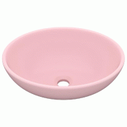 Helloshop26 - Lavabo vasque ovale salle de bain de luxe 40x33 cm céramique mat rose 02_0002664 - 3000101631537
