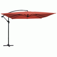 Oviala Business Parasol déporté 3 x 3 m terracotta - marron acier 114895