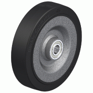 Roue de 200 mm avec caoutchouc élastique noir sur une jante en acier soudée