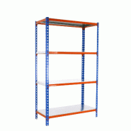 SimonRack Rayonnage métallique, 1500x900x400 mm, 4 niveaux, tablette métallique, 180 kg au point de flexion, Bleu/Orange/Galvanisé - Simonclick - m