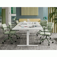 Table de réunion avec 1 ou 2 plateaux en bois mélaminé réglable en hauteur