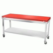 Table de travail en inox 2000x600 mm avec plaque de découpe rouge sur roulettes PREMIUM - GOLDINOX - gris inox 3701770841936