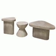 Tables en MgO effet béton 35x35x40,44.5x41x53 et 64x60x43 cm