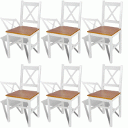 VidaXL Chaises à manger lot de 6 blanc pinède Modèle Nova Select - marron Bois massif 271497