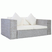 VidaXL Ensemble de canapés 2 pcs avec coussins Gris Rotin naturel Modèle Karlosse - 8719883770611