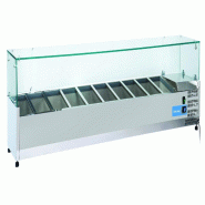Vitrine réfrigérée inox pour condiments, 10 bacs GN1/3. Dimensions 220x39,5x44 cm. Température +2°C/+8°C. Cool Head VRX 22/38 - 1792