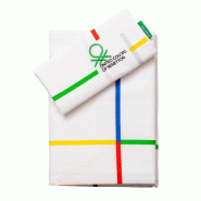 Benetton - Ensemble 3Pc Lit (Drap-Housse 90x200+30cm, Drap Plat 160x240cm, Taie d'Oreiller 45x110cm) Rainbow 70% Coton + 35% Polyester - blanc BE662
