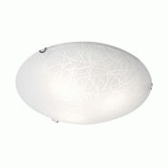 ROSSINI ILLUMINAZIONE Plafonnier Rond Mago' 41 Cm En Verre Opale Sérigraphié Avec Décorations En Cristal Et Finitions Chromées, Raccordement E27,