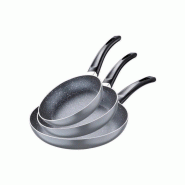 San Ignacio Black Soul Marble - Set de 3 Poêles (16/20/24 cm) en Aluminium Embouti Compatible Induction - aluminium SANIG-6941349572770