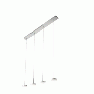 Suspension Fabas Luce Dunk 4 lumières - LED 32W à intensité variable - Design linéaire en aluminium brossé - gris 8019282067191