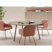Table de réunion ronde Tknika - jusqu'à 160 cm - mélaminé 19 mm - 3 pieds métal tube Table de réunion ronde Tknika - jusqu'à 160 cm - mélaminé 19 mm - 3 pieds métal tube