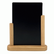 Ardoise de table A5 - socle bois - PVC - double face - écriture craie/feutre