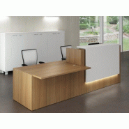 Banque d'accueil Z2 noyer avec accès bas - Officity - 246, Blanc mat, Gauche, Noyer Canaletto_1