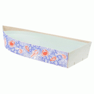 Barque plateau fruits de mer bois imprimé 36.5x19.5x9.2cm - par 10