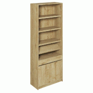 Buffet chêne clair 2 portes 5 tablettes + 1 coulissante 90x42x240cm