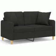 Canapé 2 places avec oreillers décoratifs noir 120 cm tissu Modèle Vega Smart - 8721012058729