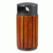 Corbeille ZENO 40 à 60 Litres  à poser ou fixer - Bois / Gris_0