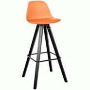 Décoshop26 - Tabouret de bar chaise haute x1 repose-pieds style scandinave en plastique et PVC orange structure en bois noir carré 10_0004629 - noir Décoshop26 - Tabouret de bar chaise haute x1 repose-pieds style scandinave en plastique et PVC orange structure en bois noir carré 10_0004629 - noir
