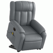 Fauteuil inclinable de massage électrique gris similicuir Modèle Farlion - 8721012177765