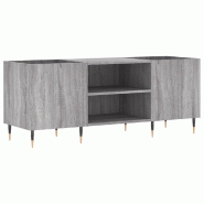 Helloshop26 - Armoire à disques classique style industriel rangement 121 x 38 x 48 cm en bois d'ingénierie gris 02_0049089 - gris Bois massif 300023