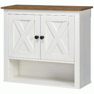 Helloshop26 - Armoire murale salle de bain 60 x 19,5 x 52,5 cm gain de place avec niche moderne épuré en panneau de particules blanc 21_0001946 - bl