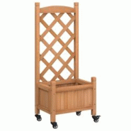 Helloshop26 - Jardinière bac lit surélevé plantes fleurs terrasse jardin avec treillis et roues bois massif de sapin marron 02_0038370 - 3000214169750 Helloshop26 - Jardinière bac lit surélevé plantes fleurs terrasse jardin avec treillis et roues bois massif de sapin marron 02_0038370 - 3000214169750