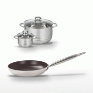Lot Poêle 32 cm & 2 Faitouts 12/24 cm Elo Bistro Line - gris 3176239985122