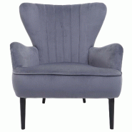 Mendler Fauteuil de salon HWC-K37, fauteuil de cocktail fauteuil rembourré, velours (280g/m²) ~ gris - gris textile 89737