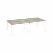 Pôle de 4 bureaux droits chêne gris L 140 x P 60 cm, piétement métal blanc - Arch Pôle de 4 bureaux droits chêne gris L 140 x P 60 cm, piétement métal blanc - Arch