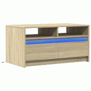 Table basse avec lumières LED chêne sonoma bois d'ingénierie Modèle Quartz Design - 851993